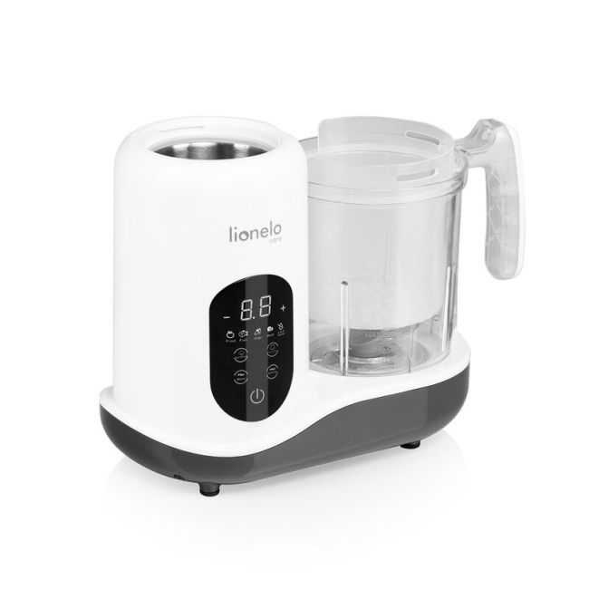 Aparat de gatit, Lionelo, BabyMenu, 5 in 1, Cu functii de gatire la abur, dezghetare, amestecare, incalzire si sterilizare, Cu recipient din tritan, Include meniu cu retete, Personalizare setari, Alb BYNLOC-BABYMENU