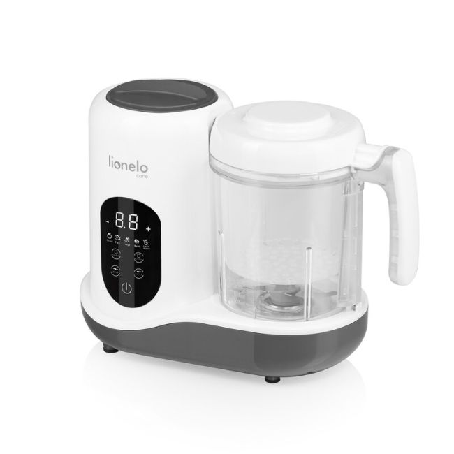Aparat de gatit, Lionelo, BabyMenu, 5 in 1, Cu functii de gatire la abur, dezghetare, amestecare, incalzire si sterilizare, Cu recipient din tritan, Include meniu cu retete, Personalizare setari, Alb BYNLOC-BABYMENU