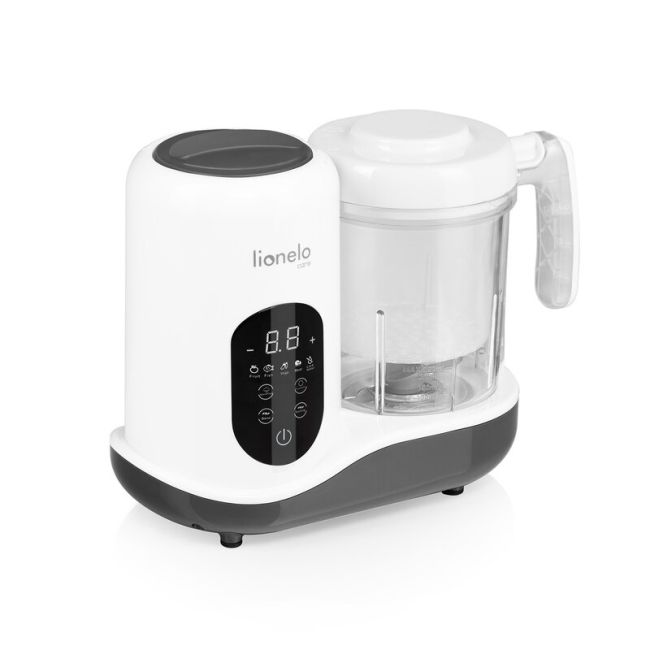 Aparat de gatit, Lionelo, BabyMenu, 5 in 1, Cu functii de gatire la abur, dezghetare, amestecare, incalzire si sterilizare, Cu recipient din tritan, Include meniu cu retete, Personalizare setari, Alb BYNLOC-BABYMENU