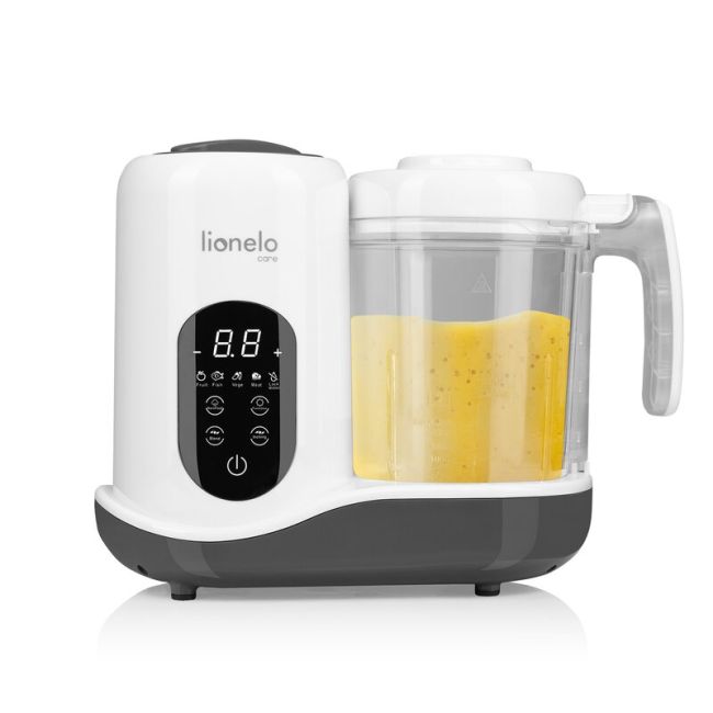 Aparat de gatit, Lionelo, BabyMenu, 5 in 1, Cu functii de gatire la abur, dezghetare, amestecare, incalzire si sterilizare, Cu recipient din tritan, Include meniu cu retete, Personalizare setari, Alb BYNLOC-BABYMENU