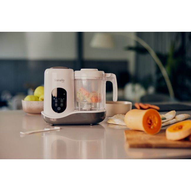 Aparat de gatit, Lionelo, BabyMenu, 5 in 1, Cu functii de gatire la abur, dezghetare, amestecare, incalzire si sterilizare, Cu recipient din tritan, Include meniu cu retete, Personalizare setari, Alb BYNLOC-BABYMENU