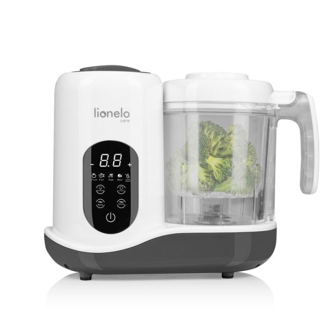 Aparat de gatit, Lionelo, BabyMenu, 5 in 1, Cu functii de gatire la abur, dezghetare, amestecare, incalzire si sterilizare, Cu recipient din tritan, Include meniu cu retete, Personalizare setari, Alb BYNLOC-BABYMENU