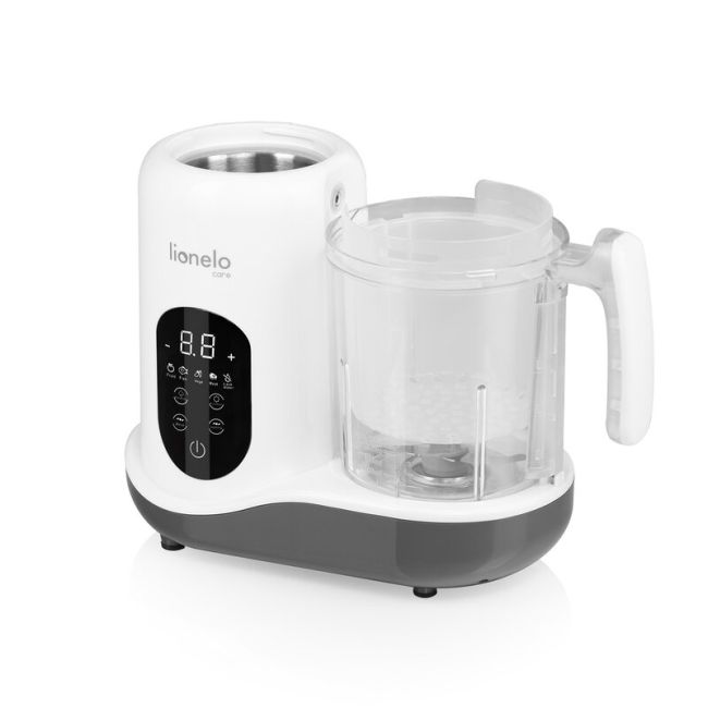 Aparat de gatit, Lionelo, BabyMenu, 5 in 1, Cu functii de gatire la abur, dezghetare, amestecare, incalzire si sterilizare, Cu recipient din tritan, Include meniu cu retete, Personalizare setari, Alb BYNLOC-BABYMENU