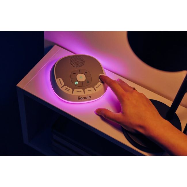 Lampa de veghe, Lionelo, BabyNap, 2 in 1, Wireless, Cu sunete si melodii de leagan, Cu 11 culori si 3 niveluri de luminozitate, Cu functie LoveBeat, Alb BYNLOC-BABYNAP