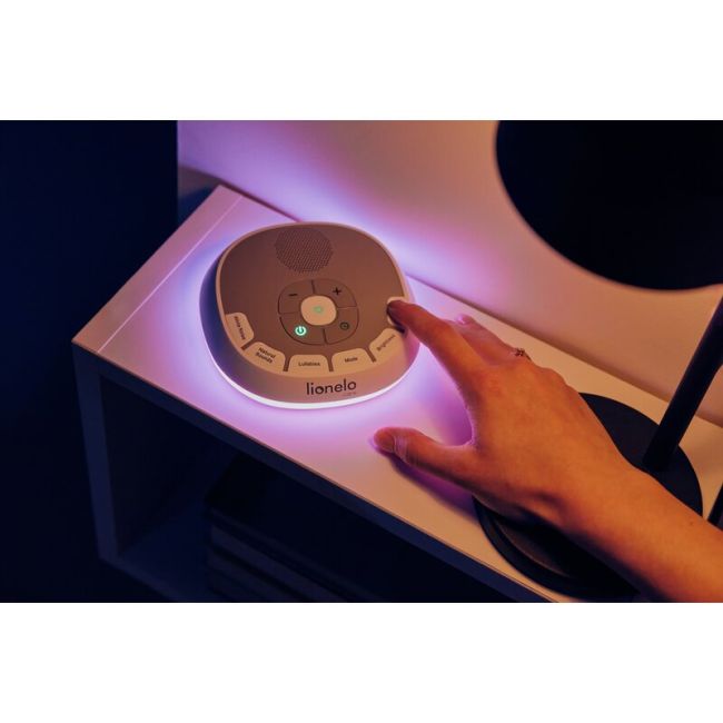 Lampa de veghe, Lionelo, BabyNap, 2 in 1, Wireless, Cu sunete si melodii de leagan, Cu 11 culori si 3 niveluri de luminozitate, Cu functie LoveBeat, Alb BYNLOC-BABYNAP