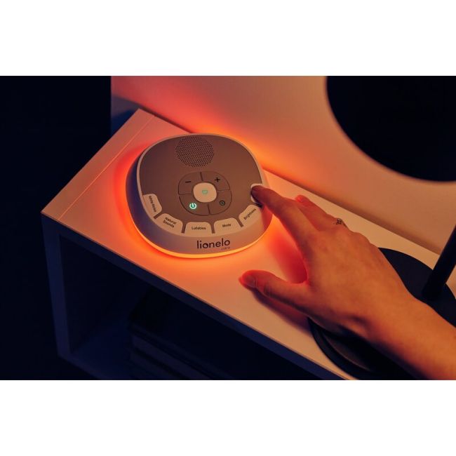 Lampa de veghe, Lionelo, BabyNap, 2 in 1, Wireless, Cu sunete si melodii de leagan, Cu 11 culori si 3 niveluri de luminozitate, Cu functie LoveBeat, Alb BYNLOC-BABYNAP