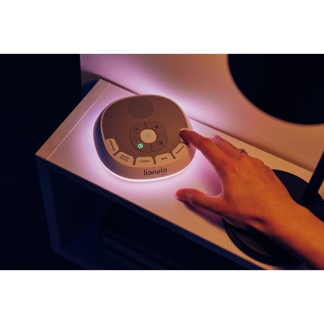 Lampa de veghe, Lionelo, BabyNap, 2 in 1, Wireless, Cu sunete si melodii de leagan, Cu 11 culori si 3 niveluri de luminozitate, Cu functie LoveBeat, Alb BYNLOC-BABYNAP
