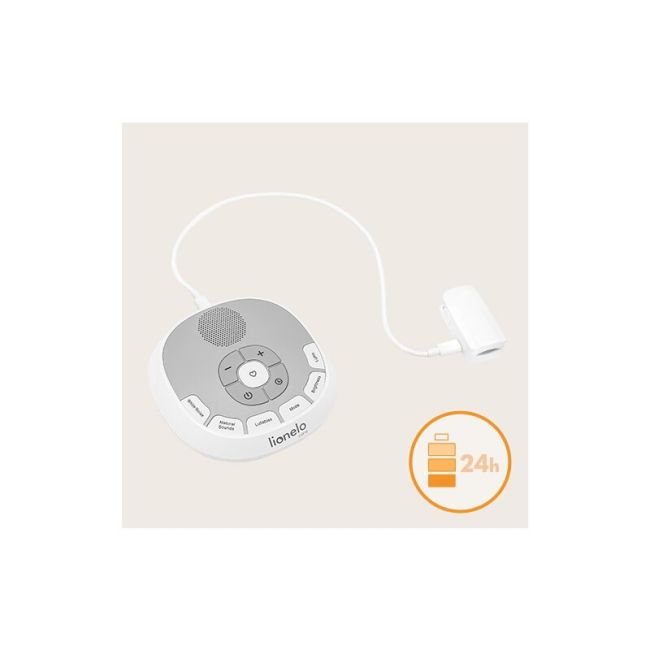 Lampa de veghe, Lionelo, BabyNap, 2 in 1, Wireless, Cu sunete si melodii de leagan, Cu 11 culori si 3 niveluri de luminozitate, Cu functie LoveBeat, Alb BYNLOC-BABYNAP