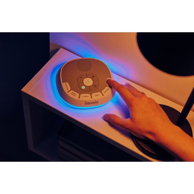 Lampa de veghe, Lionelo, BabyNap, 2 in 1, Wireless, Cu sunete si melodii de leagan, Cu 11 culori si 3 niveluri de luminozitate, Cu functie LoveBeat, Alb BYNLOC-BABYNAP