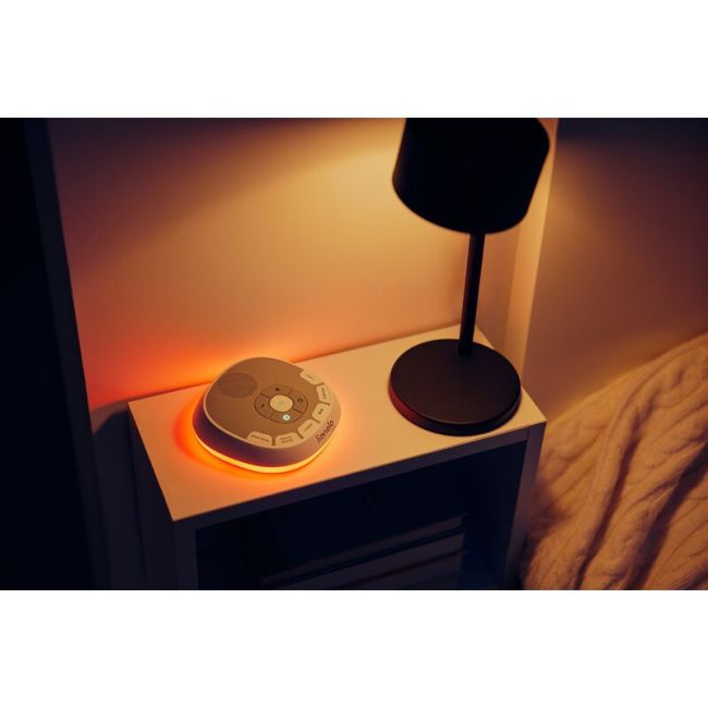 Lampa de veghe, Lionelo, BabyNap, 2 in 1, Wireless, Cu sunete si melodii de leagan, Cu 11 culori si 3 niveluri de luminozitate, Cu functie LoveBeat, Alb BYNLOC-BABYNAP