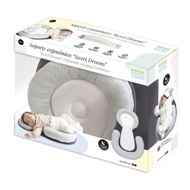 Suport De Somn 2 In 1, Anti Plagiocefalie Si Antireflux, Sustine Vertebra Cervicala, Tesatura Respirabila, Cu Insertie Detasabila, Sweet Dreams, Gri Pjb1370