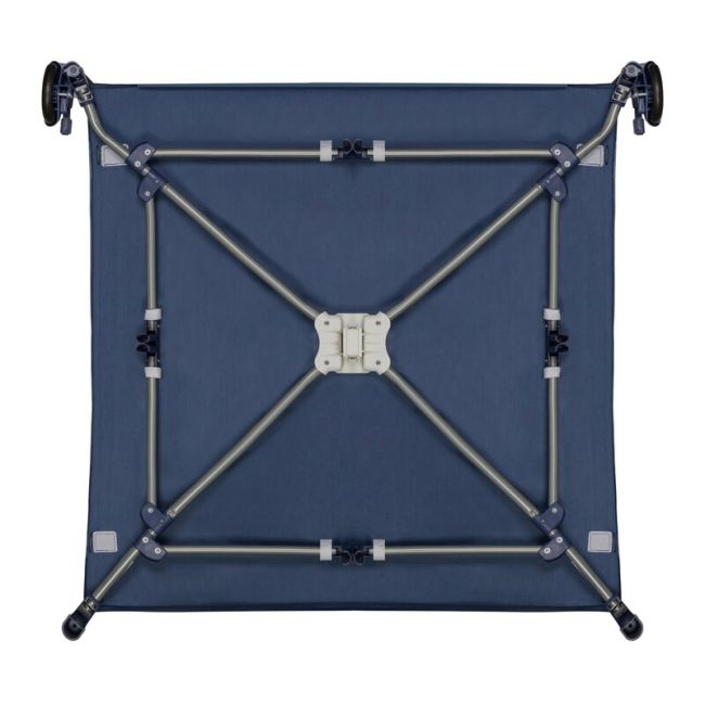 Tarc de joaca copii, Lionelo, Bonnie, Pana la 15 kg, 100 x 100 cm, Pliere compacta, Include geanta de transport, Din plasa, Cu intrare laterala cu fermoar, Cu roti, Cu salteluta din spuma, Conform cu EN12227, Albastru BYNLO-BONNIE_BLUE_NAVY
