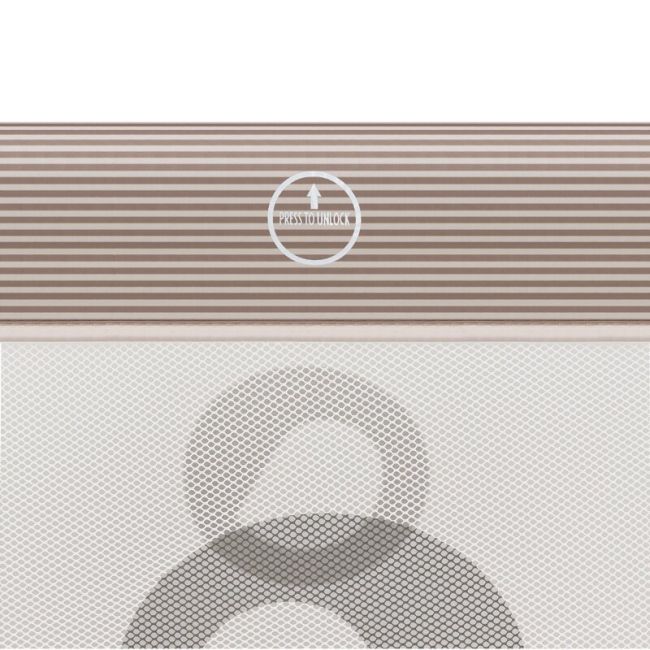 Tarc de joaca copii, Lionelo, Bonnie, Pana la 15 kg, 100 x 100 cm, Pliere compacta, Include geanta de transport, Din plasa, Cu intrare laterala cu fermoar, Cu roti, Cu salteluta din spuma, Conform cu EN12227, Bej BYNLO-BONNIE_BEIGE_SAND