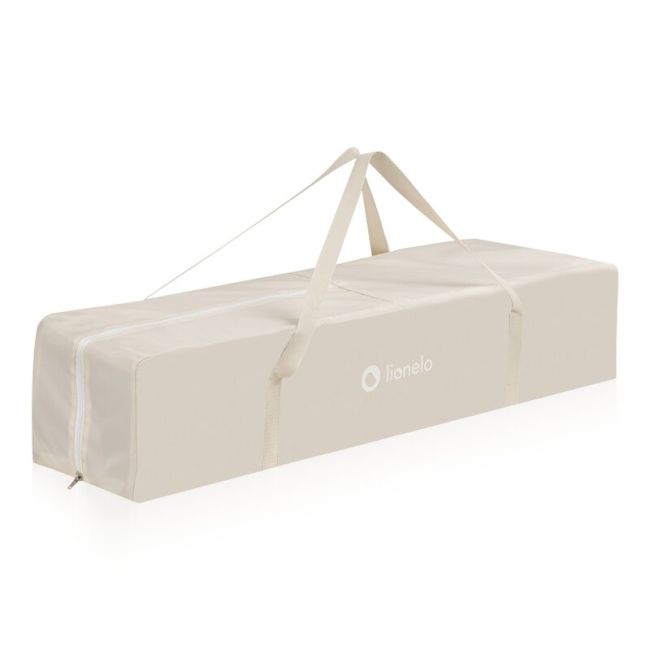 Tarc de joaca copii, Lionelo, Bonnie, Pana la 15 kg, 100 x 100 cm, Pliere compacta, Include geanta de transport, Din plasa, Cu intrare laterala cu fermoar, Cu roti, Cu salteluta din spuma, Conform cu EN12227, Bej BYNLO-BONNIE_BEIGE_SAND