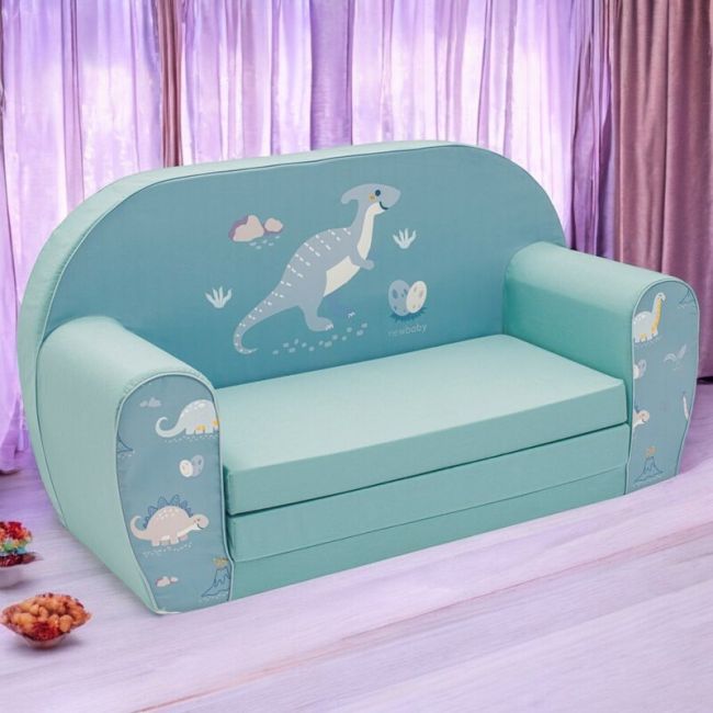 Canapea extensibila, New Baby, Din spuma, Husa din bumbac certificat Oeko-Tex Standard 100, 42x78x35, 9 luni-5 ani, Dinosaur BYN55567