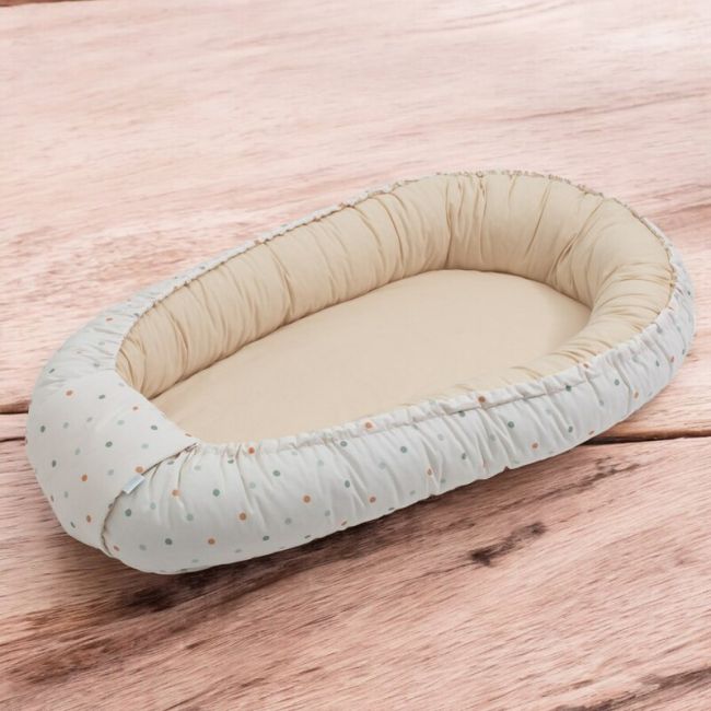 Cosulet bebelus, New Baby, Pentru dormit, Baby Nest 88 x 50 cm, Din bumbac si fibra alergenica, La Natura Punti BYN51617