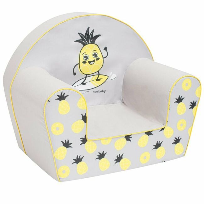 Fotoliu din burete, New Baby, Pentru copii, 42x53, Din spuma, Cu husa din bumbac, 9 luni - 5 ani, Pineapple BYN52574