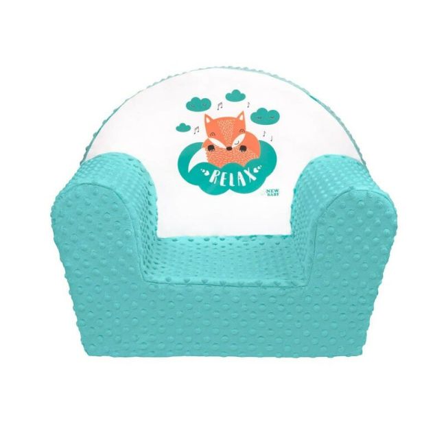 Fotoliu din burete, New Baby, Pentru copii, Din tesatura minky, 9 luni - 5 ani, Cu Husa detasabila, Fox Mint BYN37887
