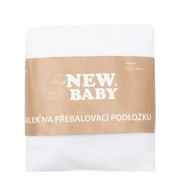 Husa, New Baby, Pentru saltea de infasat, 50x70 cm, Cu banda elastica, Bumbac terry, White BYN43927