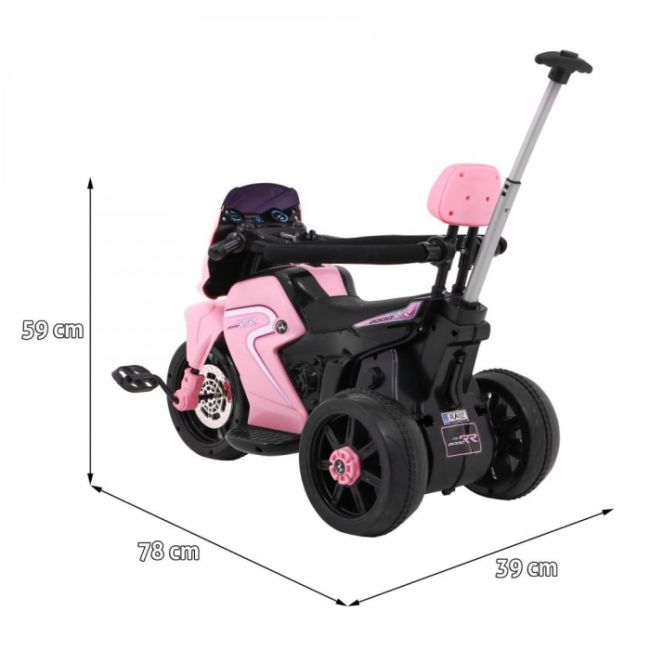 Motocicleta electrica 3 in 1, hl108, roti si scaun din plastic, 78x39x59 cm, putere 20w - roz edeedipa.hl108.roz