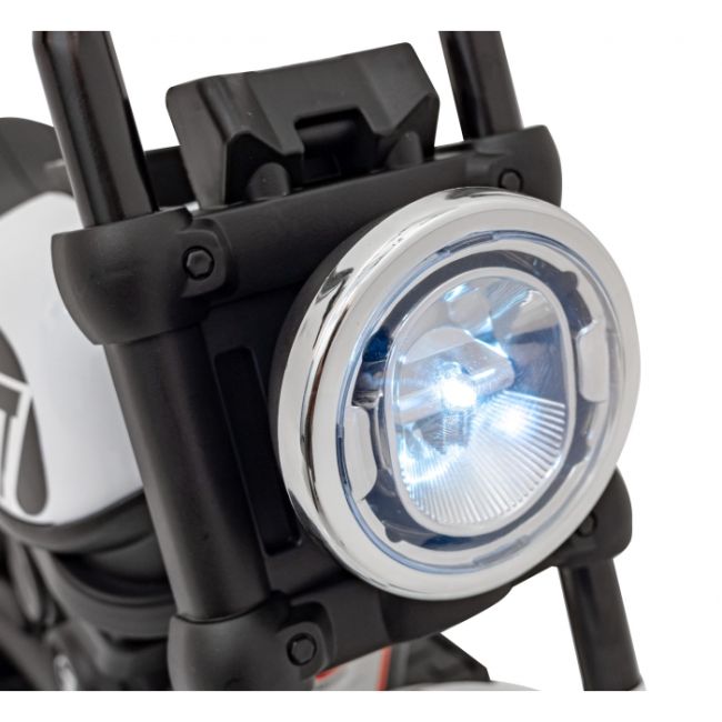 Motocicleta electrica chopper faster ahl008, roti si scaun din plastic, 78x30x55 cm, putere 20w - alb edeedipa.ahl008.bia