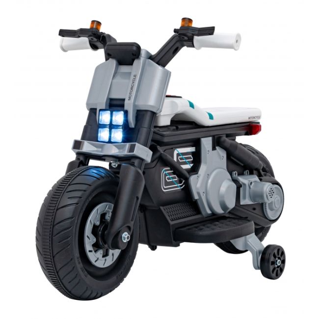 Motocicleta electrica future qls-805, roti din plastic + 2 roti ajutatoare, 88x46x56 cm, putere 25w - alb edeedipa.qls-805.bia