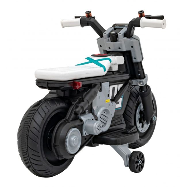 Motocicleta electrica future qls-805, roti din plastic + 2 roti ajutatoare, 88x46x56 cm, putere 25w - alb edeedipa.qls-805.bia