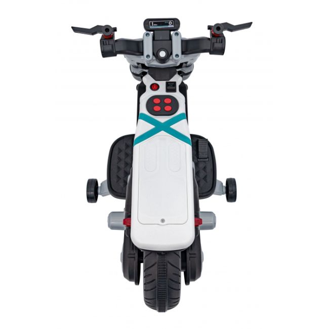 Motocicleta electrica future qls-805, roti din plastic + 2 roti ajutatoare, 88x46x56 cm, putere 25w - alb edeedipa.qls-805.bia