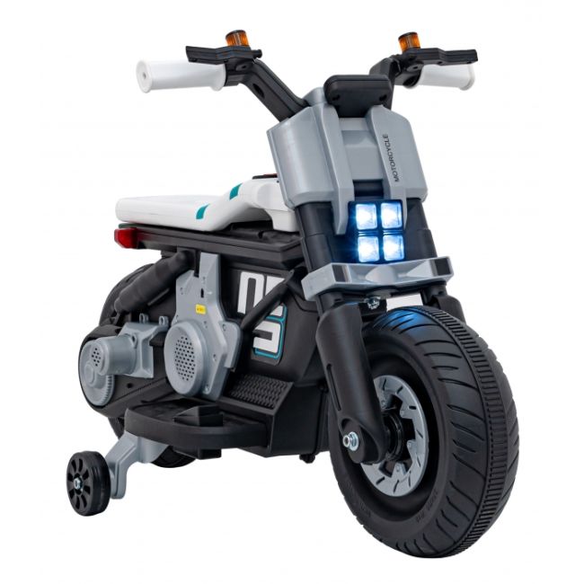 Motocicleta electrica future qls-805, roti din plastic + 2 roti ajutatoare, 88x46x56 cm, putere 25w - alb edeedipa.qls-805.bia