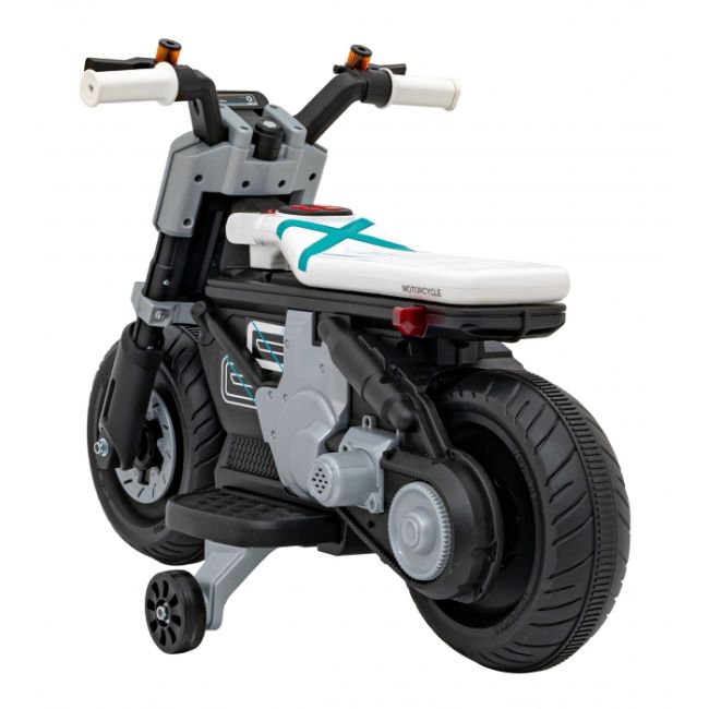 Motocicleta electrica future qls-805, roti din plastic + 2 roti ajutatoare, 88x46x56 cm, putere 25w - alb edeedipa.qls-805.bia
