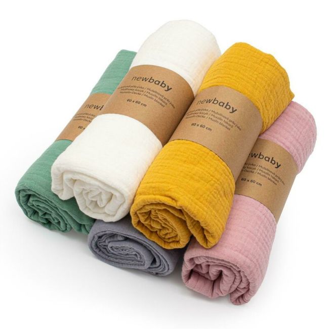 Paturica moale bebe, New Baby, Cu multiple intrebuintari, 60x60 cm, Din muselina, 100% bumbac organic, Green BYN53546