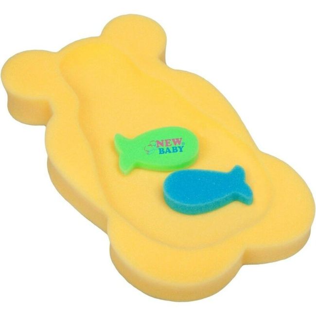 Reductor de baie, New Baby, Maxi, Din burete, 58 cm, Cu jucarii din spuma, Bear Yellow BYN32886