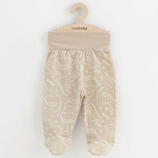 Set 3 piese, New Baby, Classic II, Include 3 perechi de pantalonasi cu botosei, Marime 62, Din bumbac 100%, Beige BYN54280