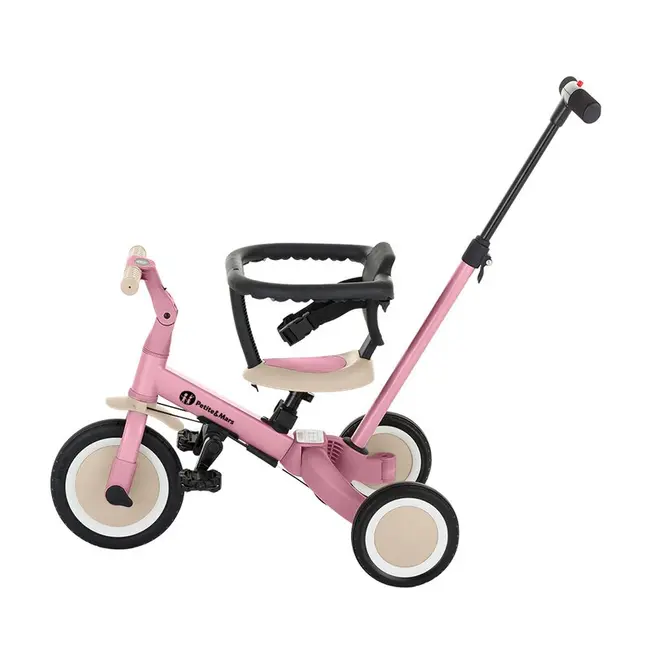 Tricicleta, Petite&Mars, Turbo, 5 in 1, Multifunctionala, Vehicul de impins, Bicicleta cu/fara pedale, Cu maner de ghidaj, Detasabil, Roti din cauciuc, Pana la 25 kg, 1.5-5 ani, Roz BYN613670