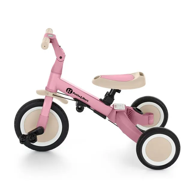 Tricicleta, Petite&Mars, Turbo, 5 in 1, Multifunctionala, Vehicul de impins, Bicicleta cu/fara pedale, Cu maner de ghidaj, Detasabil, Roti din cauciuc, Pana la 25 kg, 1.5-5 ani, Roz BYN613670