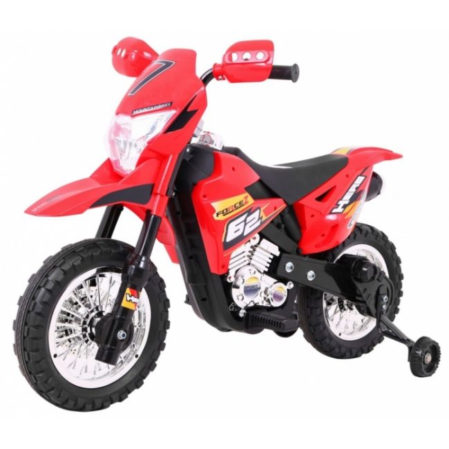 Motocicleta electrica cross bdm0912, roti si scaun din plastic + 2 roti ajutatoare, 105x50x72 cm, putere 6v - rosu edeedipa.bdm0912.cr