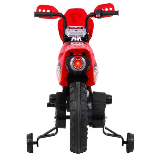 Motocicleta electrica cross bdm0912, roti si scaun din plastic + 2 roti ajutatoare, 105x50x72 cm, putere 6v - rosu edeedipa.bdm0912.cr
