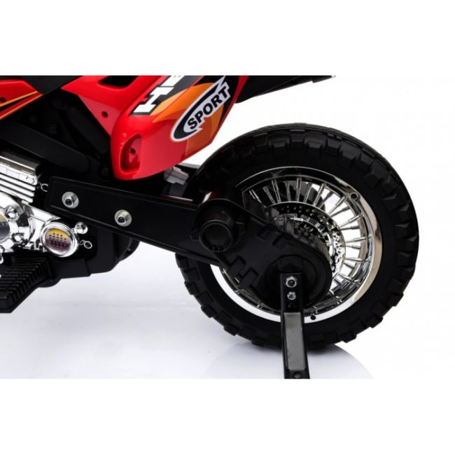 Motocicleta electrica cross bdm0912, roti si scaun din plastic + 2 roti ajutatoare, 105x50x72 cm, putere 6v - rosu edeedipa.bdm0912.cr