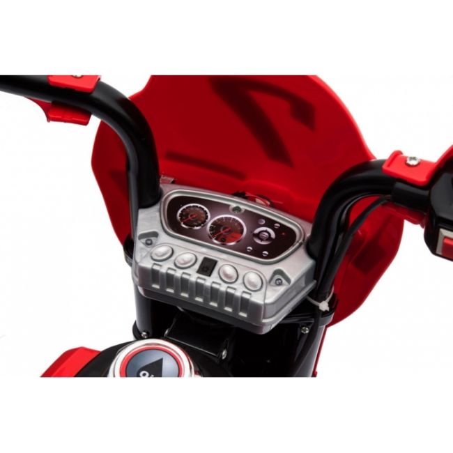 Motocicleta electrica cross bdm0912, roti si scaun din plastic + 2 roti ajutatoare, 105x50x72 cm, putere 6v - rosu edeedipa.bdm0912.cr