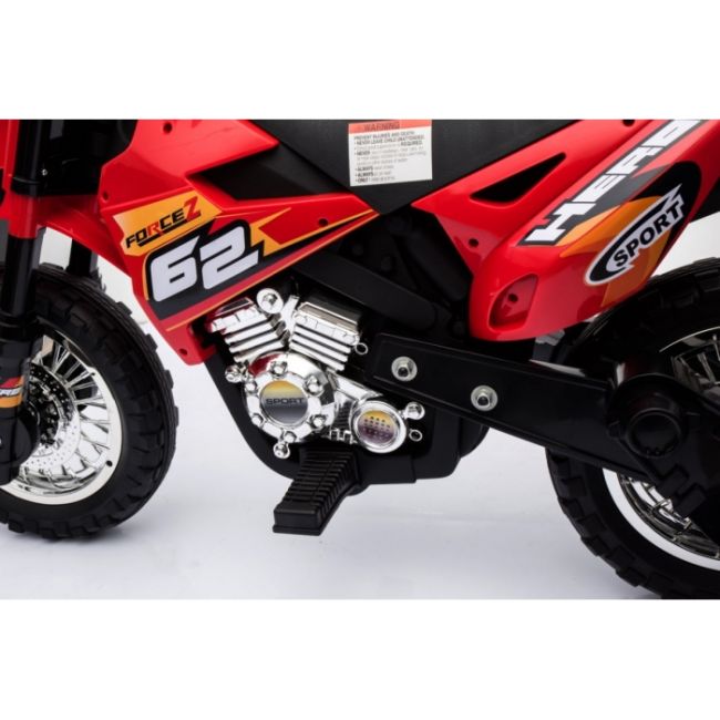 Motocicleta electrica cross bdm0912, roti si scaun din plastic + 2 roti ajutatoare, 105x50x72 cm, putere 6v - rosu edeedipa.bdm0912.cr
