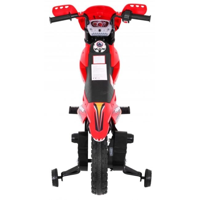 Motocicleta electrica cross bdm0912, roti si scaun din plastic + 2 roti ajutatoare, 105x50x72 cm, putere 6v - rosu edeedipa.bdm0912.cr