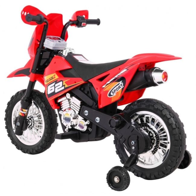 Motocicleta electrica cross bdm0912, roti si scaun din plastic + 2 roti ajutatoare, 105x50x72 cm, putere 6v - rosu edeedipa.bdm0912.cr