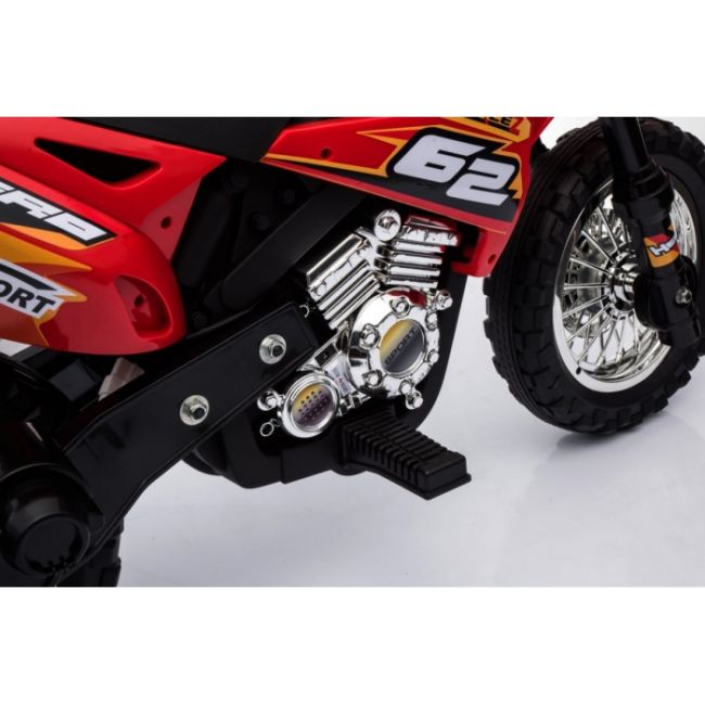 Motocicleta electrica cross bdm0912, roti si scaun din plastic + 2 roti ajutatoare, 105x50x72 cm, putere 6v - rosu edeedipa.bdm0912.cr