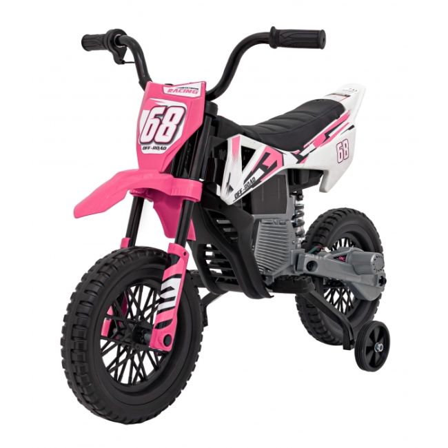 Motocicleta electrica pantone 361c, roti eva + 2 roti ajutatoare, scaun tapitat, 108x59x72 cm, putere 60w - roz edeedipa.jt5006.roz