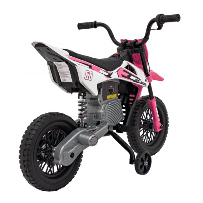 Motocicleta electrica pantone 361c, roti eva + 2 roti ajutatoare, scaun tapitat, 108x59x72 cm, putere 60w - roz edeedipa.jt5006.roz