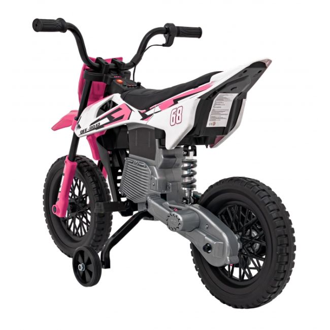 Motocicleta electrica pantone 361c, roti eva + 2 roti ajutatoare, scaun tapitat, 108x59x72 cm, putere 60w - roz edeedipa.jt5006.roz