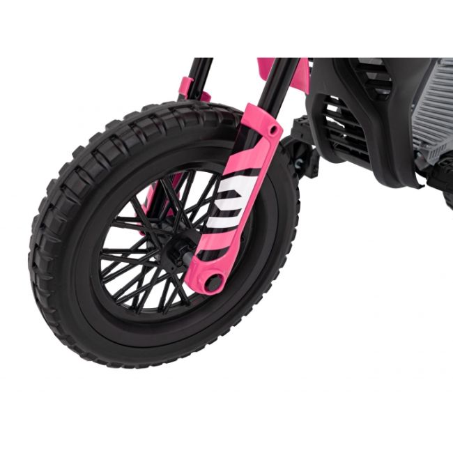 Motocicleta electrica pantone 361c, roti eva + 2 roti ajutatoare, scaun tapitat, 108x59x72 cm, putere 60w - roz edeedipa.jt5006.roz