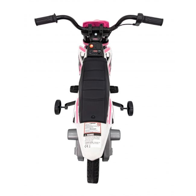 Motocicleta electrica pantone 361c, roti eva + 2 roti ajutatoare, scaun tapitat, 108x59x72 cm, putere 60w - roz edeedipa.jt5006.roz