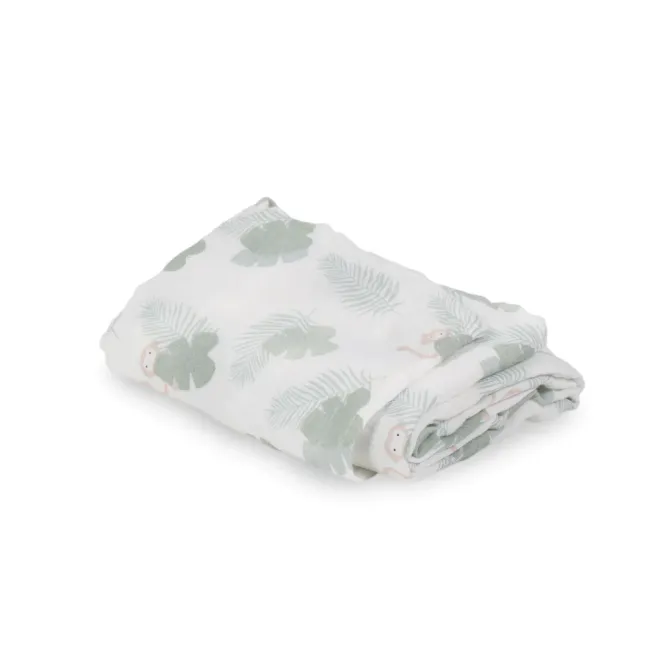 Muselina Din Bumbac Si Bambus, Scutec Sau Paturica Multifunctionala, Monstera Monkey Hunter Mint, 120 X 120 Cm Pjb32mm44-001