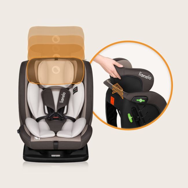 Scaun auto, Lionelo, Aart i-Size, Cu spatar inclinabil in 4 pozitii, Cu tetiera reglabila in 13 pozitii, 0-36 Kg, 40-150 cm, Cu centura siguranta in 3 puncte, Conform cu ECE R129/03, Bej BYNLO-AART_I-SIZE_BEIGE_LATTE